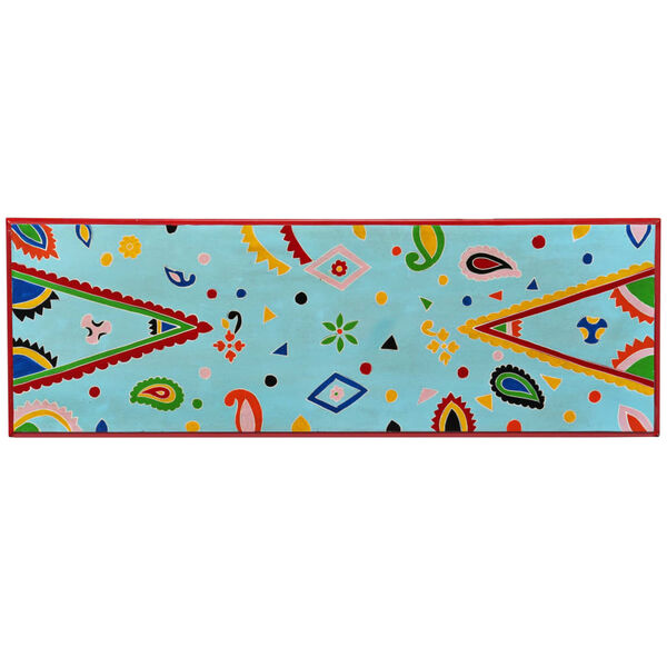 vidaXL konsolbord i massivt mangotræ blå håndmalet