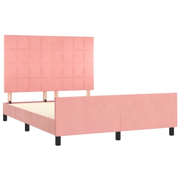 vidaXL sengeramme med sengegavl 140x190 cm fl&oslash;jl pink