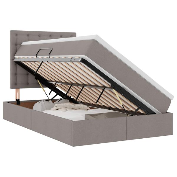 vidaXL Seng med opbevaring og madras Gr&aring;brun 120 x 190 cm Stof
