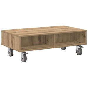 vidaXL Sidebord med hjul Artisan Egetr&aelig; 90 x 50 x 30 cm