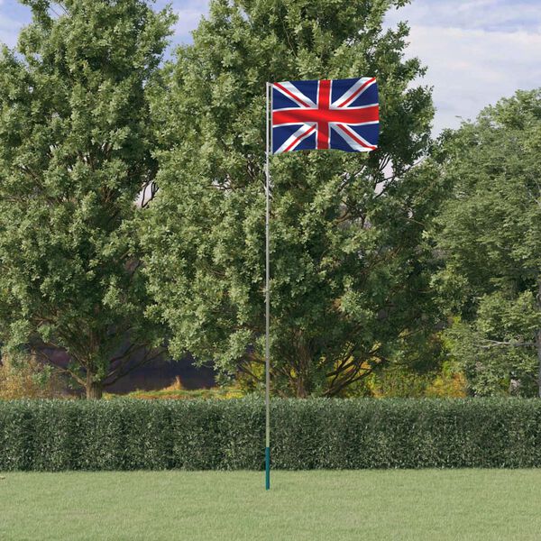 vidaXL Storbritannien flag og flagstang 5,5 m aluminium