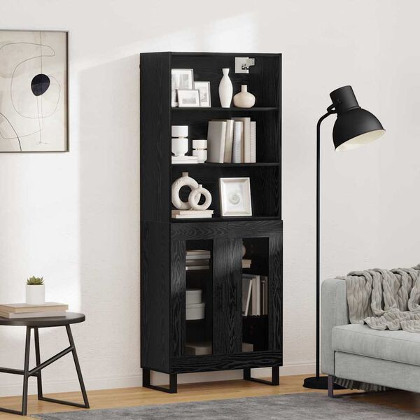 vidaXL Highboard Sort eg 69,5 x 34 x 180 cm Konstrueret tr&aelig;