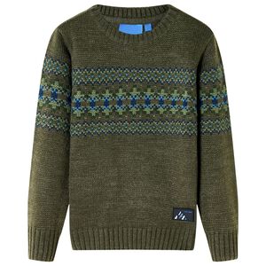 Sweater til b&oslash;rn str. 92 strikket kakifarvet