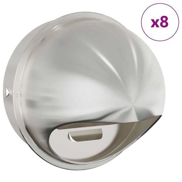 vidaXL Luftventilationsd&aelig;k 8 pcs S&oslash;lv 200 mm Rustfrit st&aring;l