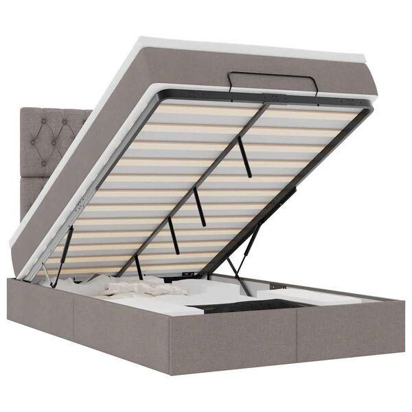 vidaXL osmannisk sengeramme med madras 120x190 cm stof gr&aring;brun