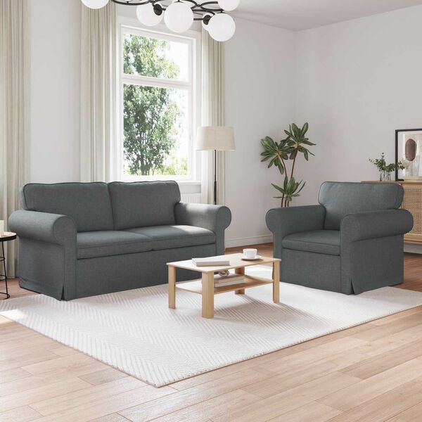 vidaXL Sofa S&aelig;t 2 pcs M&oslash;rkegr&aring; 175 x 82 x 80 cm Stof