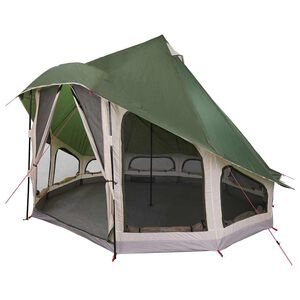 vidaXL Tipi telt med tag med opbevaring Gr&oslash;n 404 x 370 x 270 cm taft