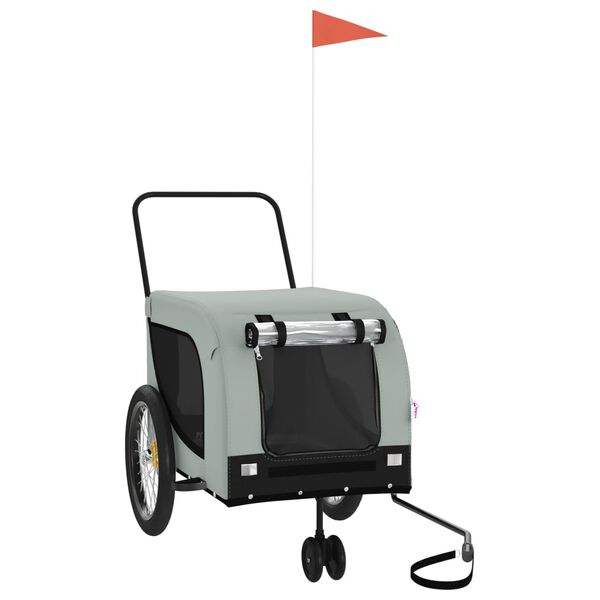 vidaXL hundetrailer til cykel oxfordstof og jern grå og sort