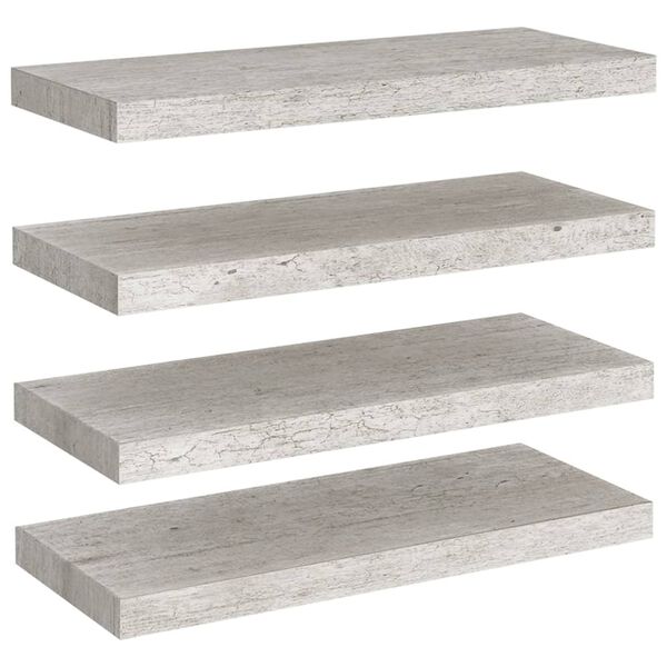 vidaXL væghylder 4 stk. 60x23,5x3,8 cm MDF betongrå