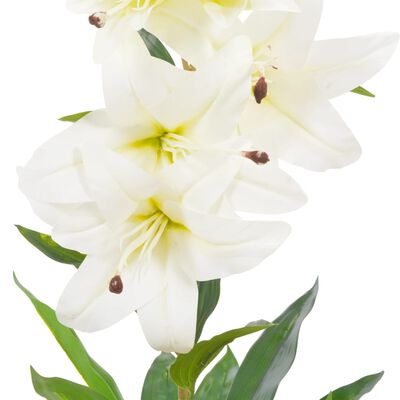 vidaXL kunstig plante lilje med urtepotte hvid 65 cm
