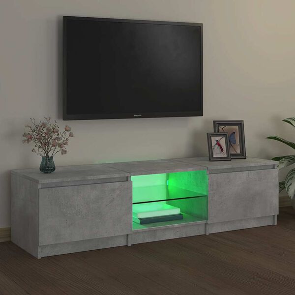 vidaXL tv-bord med LED-lys 140x40x36 cm betongr&aring;