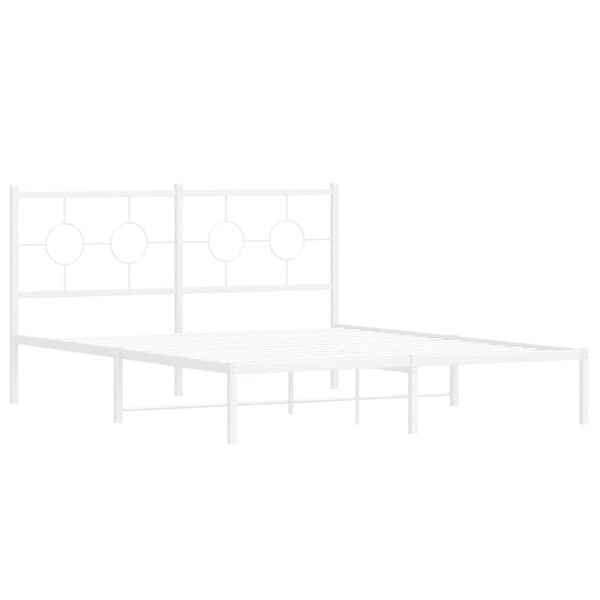 vidaXL sengeramme med sengegavl 160x200 cm metal hvid