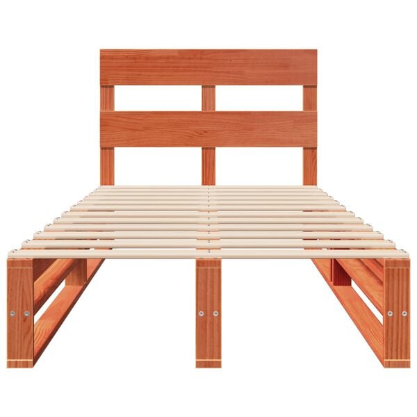 vidaXL sengeramme uden madras 75x190 cm massivt fyrretræ gyldenbrun