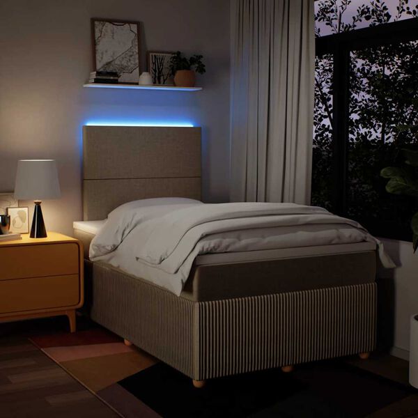 vidaXL kontinentalseng med madras 120x190 cm stof cremefarvet