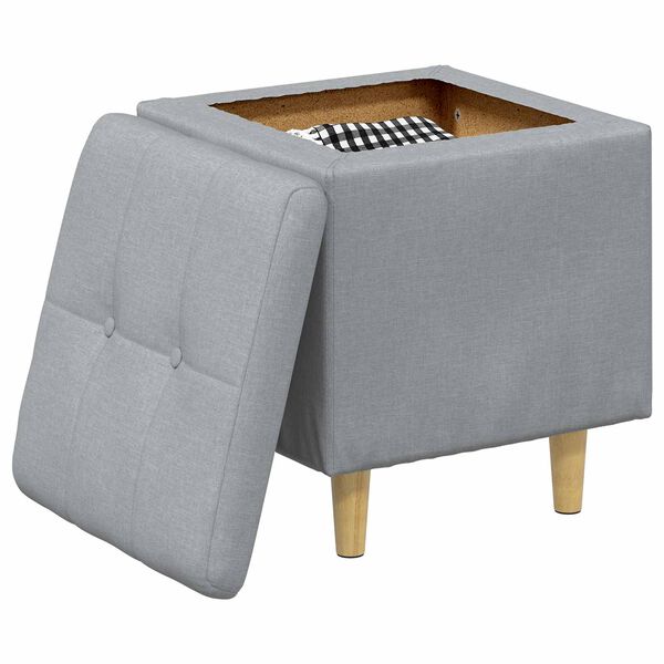 vidaXL Ottoman med Opbevaring med pude Lysegr&aring; 40 x 40 x 45 cm Stof