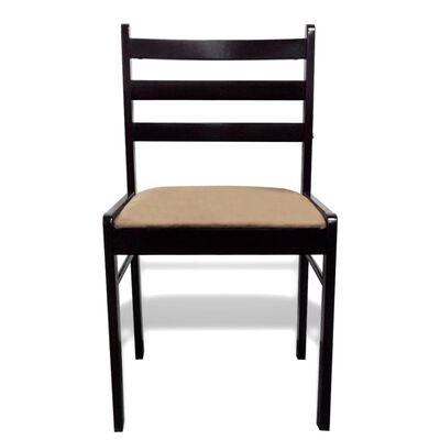 vidaXL spisebordsstole 6 stk. massivt træ og fløjl brun
