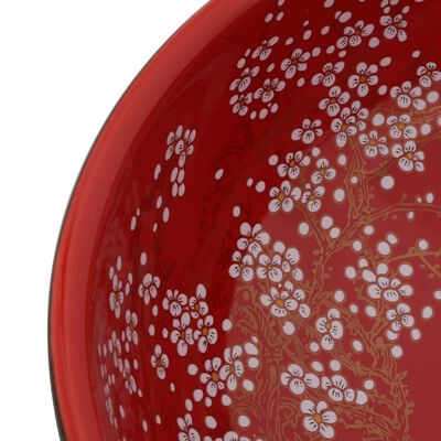 vidaXL håndvask til bordplade Φ41x14 cm rund keramik sort og rød