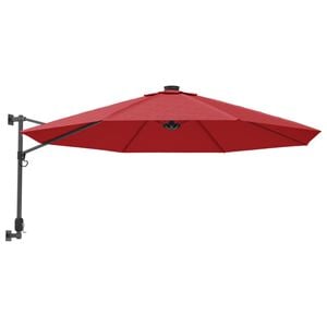 vidaXL v&aelig;gh&aelig;ngt parasol med LED-lys 290 cm r&oslash;d