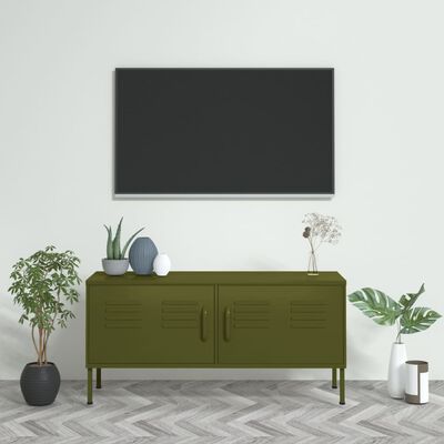 vidaXL tv-skab 105x35x50 cm stål olivengrøn