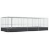 vidaXL voliere med udvidelse 725x307x212 cm st&aring;l s&oslash;lvfarvet