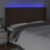 vidaXL sengegavl med LED-lys 183x16x118/128 cm stof m&oslash;rkebrun
