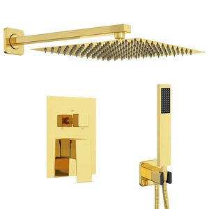 vidaXL Skjult Brusesystem (Firkantet) Guld Rustfrit st&aring;l 201