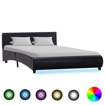 vidaXL sengestel med LED 120x200 cm kunstlæder sort
