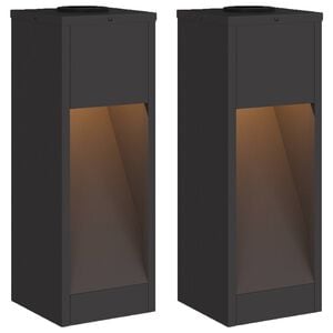 vidaXL Solar Led Sti Lys 2 pcs Sort Koldvalset St&aring;l