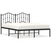 vidaXL sengeramme med sengegavl 135x190 cm metal sort