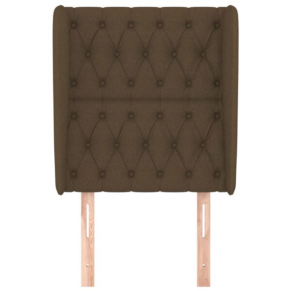 vidaXL sengegavl med kanter 83x23x118/128 cm stof m&oslash;rkebrun