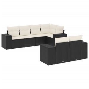 vidaXL sofas&aelig;t til haven 7 dele med hynder polyrattan sort