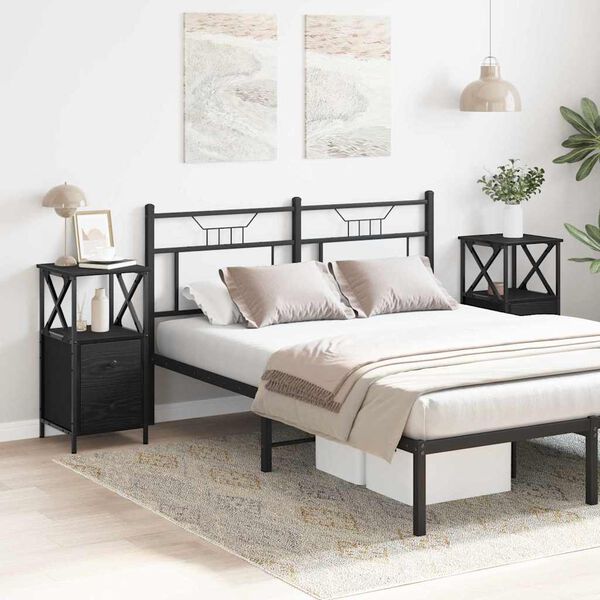 vidaXL Natskab 2 pcs Sort eg 34 x 35,5 x 70 cm Konstrueret tr&aelig;