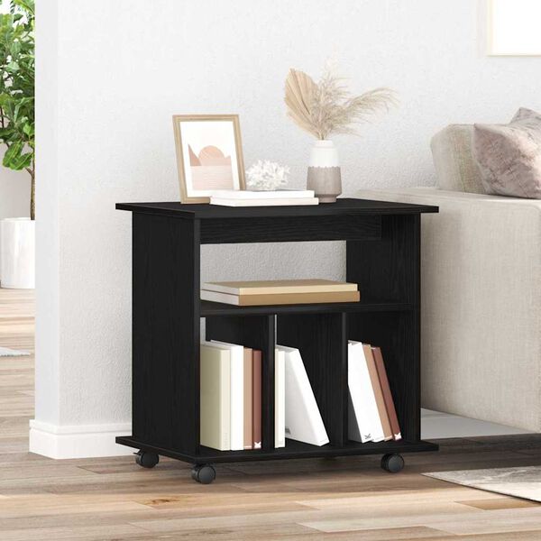 vidaXL Rullende skab med hjul Sort eg 60 x 45 x 55 cm Konstrueret tr&aelig;