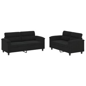 vidaXL sofas&aelig;t 2 dele med hynder mikrofiberstof sort