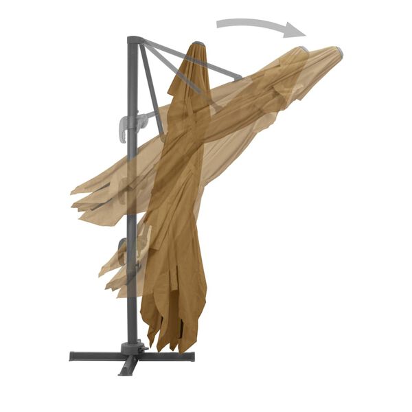 vidaXL fritstående haveparasol med aluminiumsstang 400x300 cm taupe