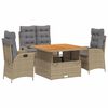 vidaXL spisebordss&aelig;t til haven 4 dele med hynder polyrattan beige
