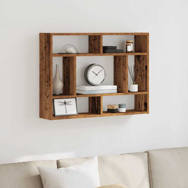 vidaXL væghylde 75x16x55 cm konstrueret træ antikt træ