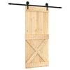 vidaXL Skyded&oslash;r Naturfarvet og sort 90 x 210 cm Massivt Fyrretr&aelig;