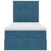 vidaXL Seng med opbevaring og madras M&oslash;rk bl&aring; 90 x 200 cm Fl&oslash;jl