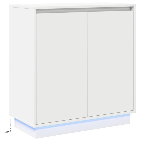 vidaXL LED Sideboard med hylde Hvid 71 x 34,5 x 75 cm Konstrueret tr&aelig;