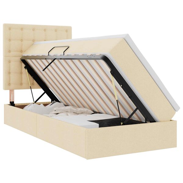 vidaXL Seng med opbevaring og madras Creme 90 x 190 cm Polyester