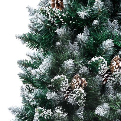 vidaXL kunstigt juletræ med grankogler og hvidt sne 150 cm
