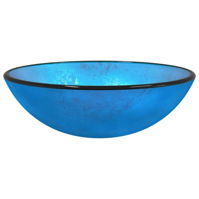 vidaXL håndvask 42x14 cm hærdet glas blå