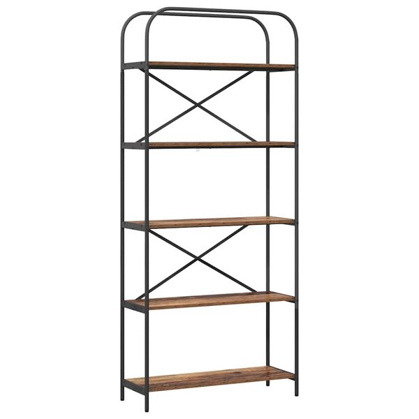 vidaXL Bogreol Gammelt tr&aelig; 80 x 30 x 183 cm Konstrueret tr&aelig;