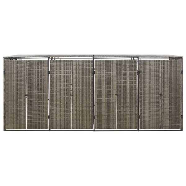 vidaXL firdobbelt skraldespandsskjuler 274x80x117 cm polyrattan grå