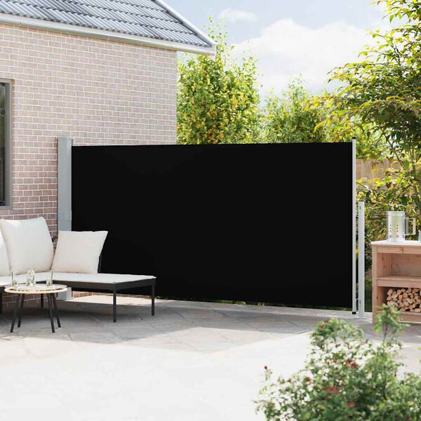vidaXL sammenrullelig sidemarkise til terrassen 180x500 cm sort