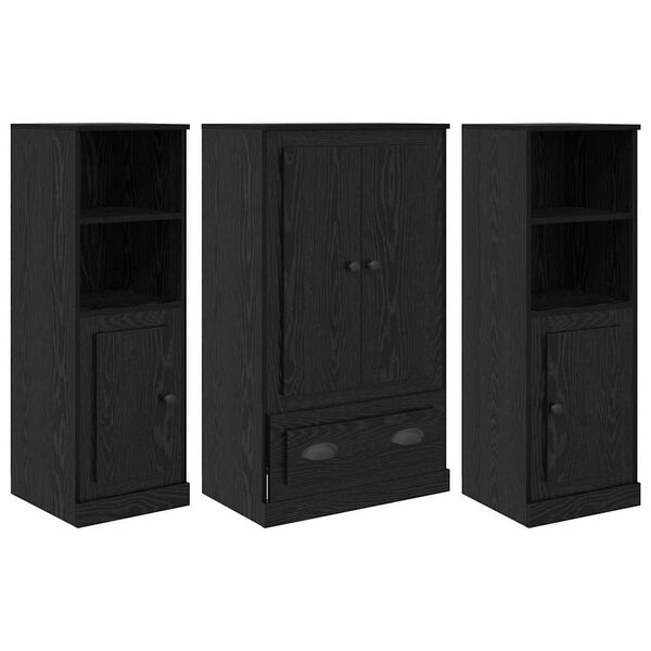 vidaXL Highboard med skuffe 3 pcs Sort eg Konstrueret tr&aelig;