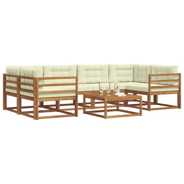 vidaXL Udend&oslash;rs sofagruppe med pude 7 pcs Naturlig og Fl&oslash;de