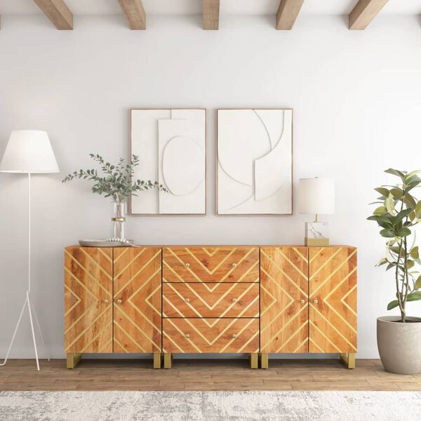 vidaXL kommoder 3 stk. 60x33,5x75 cm massivt mangotræ brun og sort