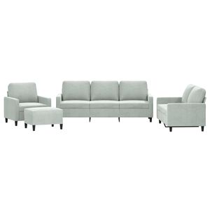 vidaXL sofas&aelig;t 4 dele med hynder velour lysegr&aring;